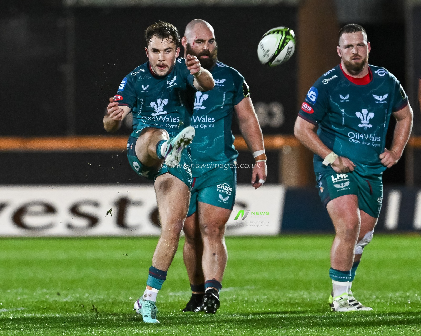 Ioan Lloyd of Scarlets kicks to touch during the European Rugby Challenge Cup match Llanelli Scarlets vs Black Lion at Parc y Scarlets, Llanelli, United Kingdom, 15th December 2023

(Photo by Craig Thomas/News Images)