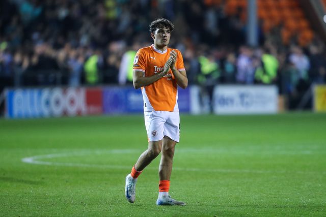 Kyle Joseph of Blackpool applauds the home fans after the Carabao Cup match Blackpool vs Sheffield Wednesday at Bloomfield Road, Blackpool, United Kingdom, 17th September 2024

(Photo by Gareth Evans/News Images)