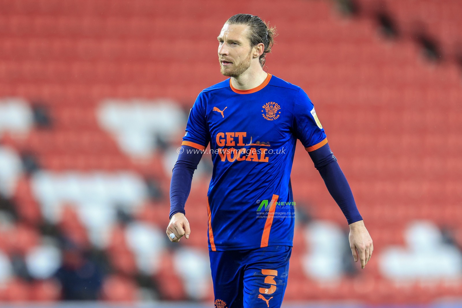 James Husband #3 of Blackpool during the game