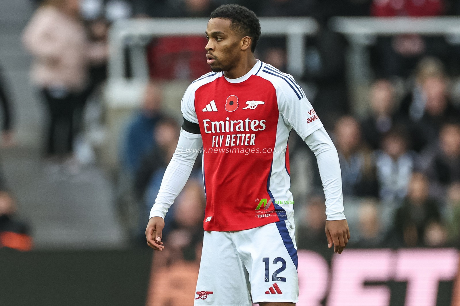 Jurrien Timber of Arsenal during the Premier League match Newcastle United vs Arsenal at St. James's Park, Newcastle, United Kingdom, 2nd November 2024

(Photo by Mark Cosgrove/News Images)