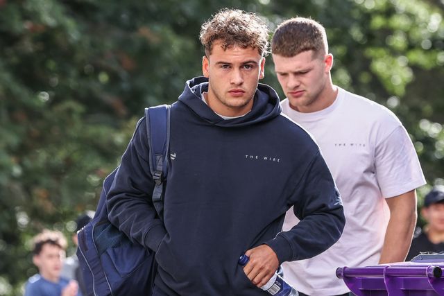 Cai Taylor-Wray of Warrington Wolves arrives during the Betfred Super League Round 26 match Hull FC vs Warrington Wolves at MKM Stadium, Hull, United Kingdom, 13th September 2025

(Photo by Alfie Cosgrove/News Images)