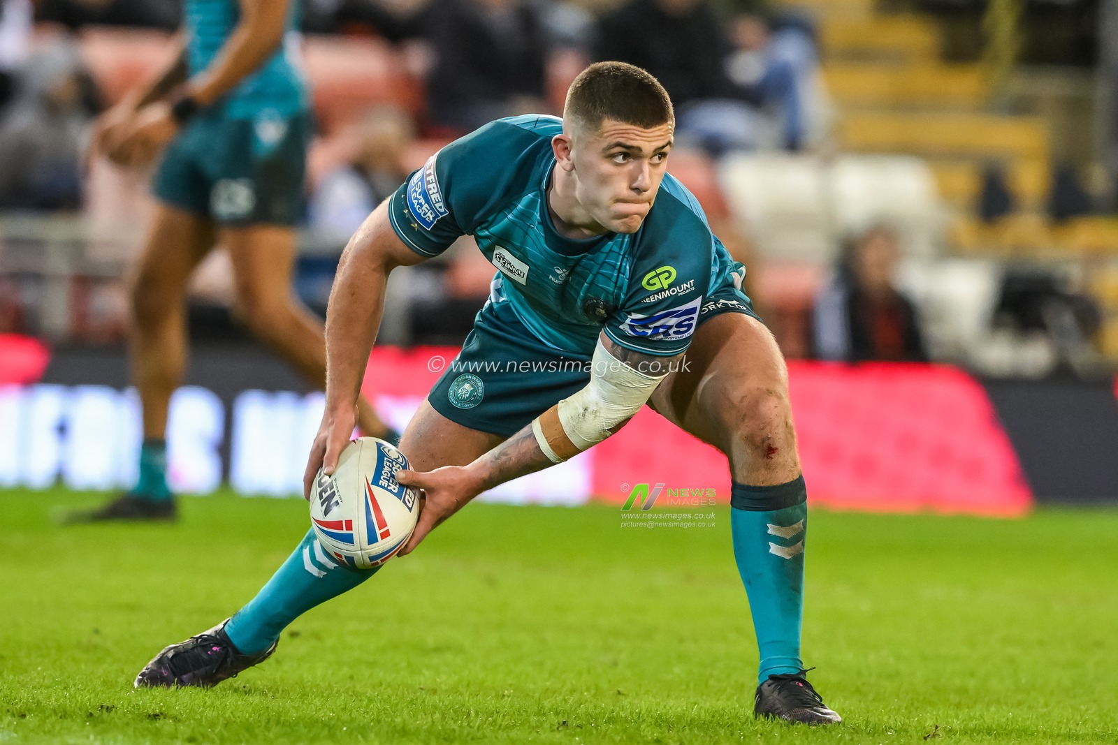 Ethan Havard #16 of Wigan Warriors in action during the Betfred Super League Round 7 match Leigh Leopards vs Wigan Warriors at Leigh Sports Village, Leigh, United Kingdom, 30th March 2023

(Photo by Craig Thomas/News Images)