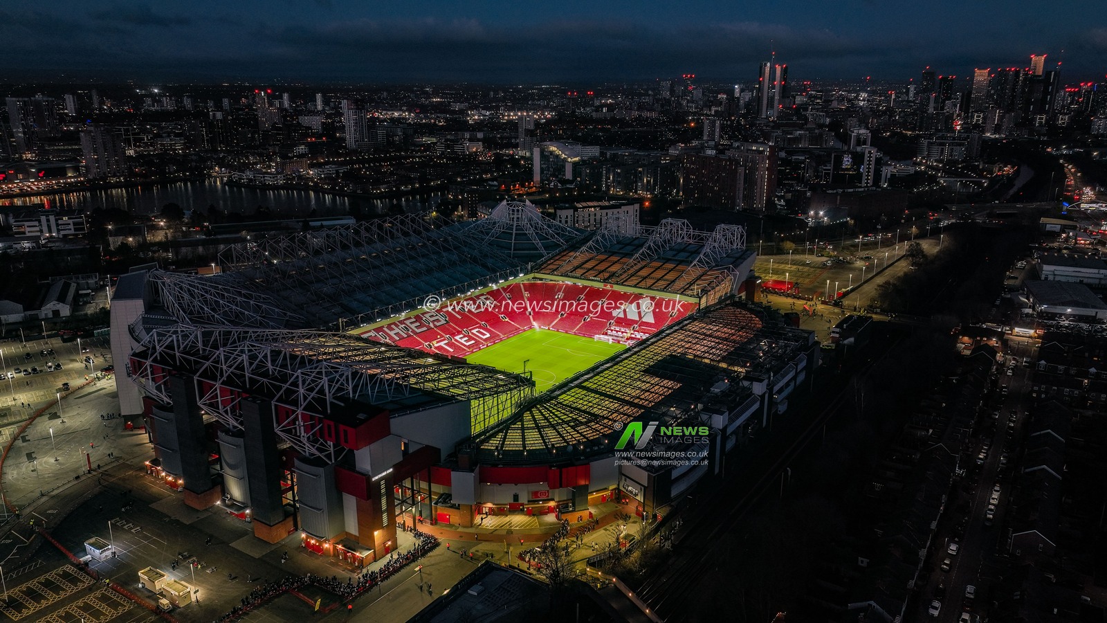 An aerial view of Old Trafford ahead of the Premier League match Manchester United vs Newcastle United at Old Trafford, Manchester, United Kingdom, 26th December 2025

(Photo by Alfie Cosgrove/News Images)

*** GER AUT SUI OUT ***