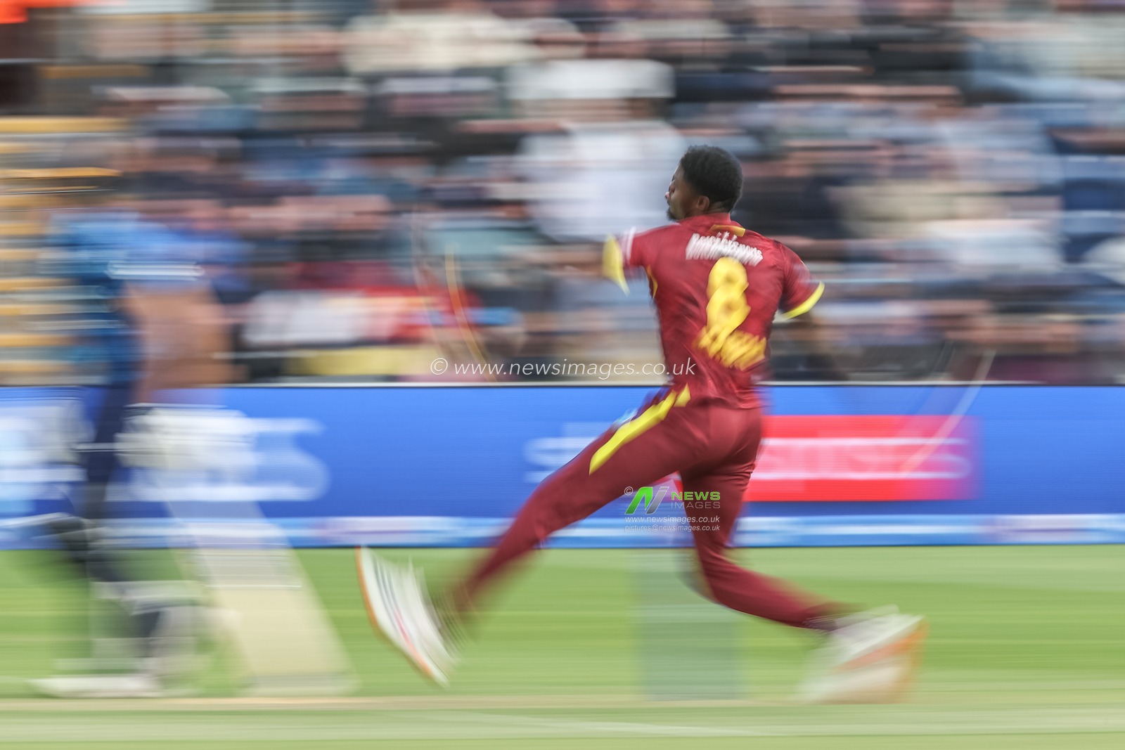 Alzarri Joseph of West Indies during the game during the 2nd Metro Bank ODI England v West Indies at Sophia Gardens Cricket Ground, Cardiff, United Kingdom, 1st June 2025

(Photo by Mark Cosgrove/News Images)