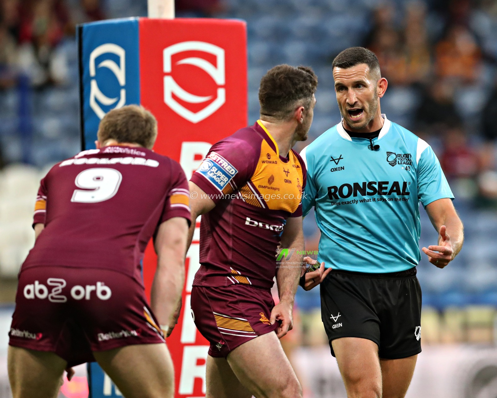 Referee Jack Smith during the Betfred Super League Round 13 match Huddersfield Giants vs Leigh Leopards at John Smith's Stadium, Huddersfield, United Kingdom, 29th May 2025(Photo by Sam Eaden/News Images)