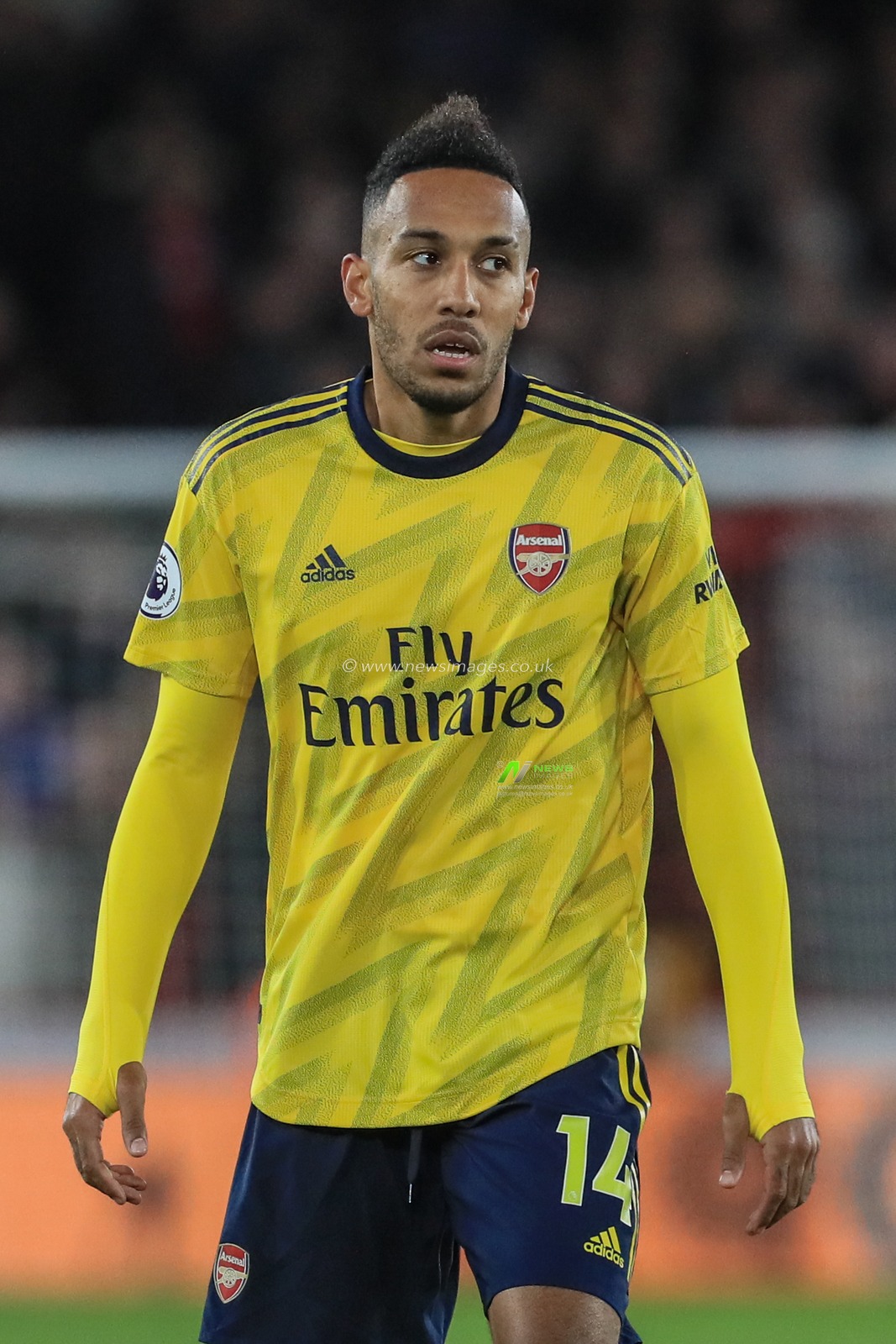 21st October 2019, Bramall Lane, Sheffield, England; Premier League, Sheffield United v Arsenal : Pierre-Emerick Aubameyang (14) of Arsenal during the game

Credit: Mark Cosgrove/News Images