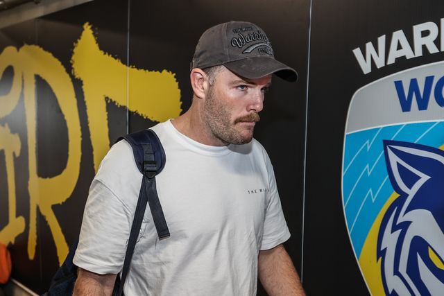 Lachlan Fitzgibbon of Warrington Wolves arrives during the Betfred Super League round 21 match Warrington Wolves vs Wigan Warriors at Halliwell Jones Stadium, Warrington, United Kingdom, 8th August 2025

(Photo by Alfie Cosgrove/News Images)