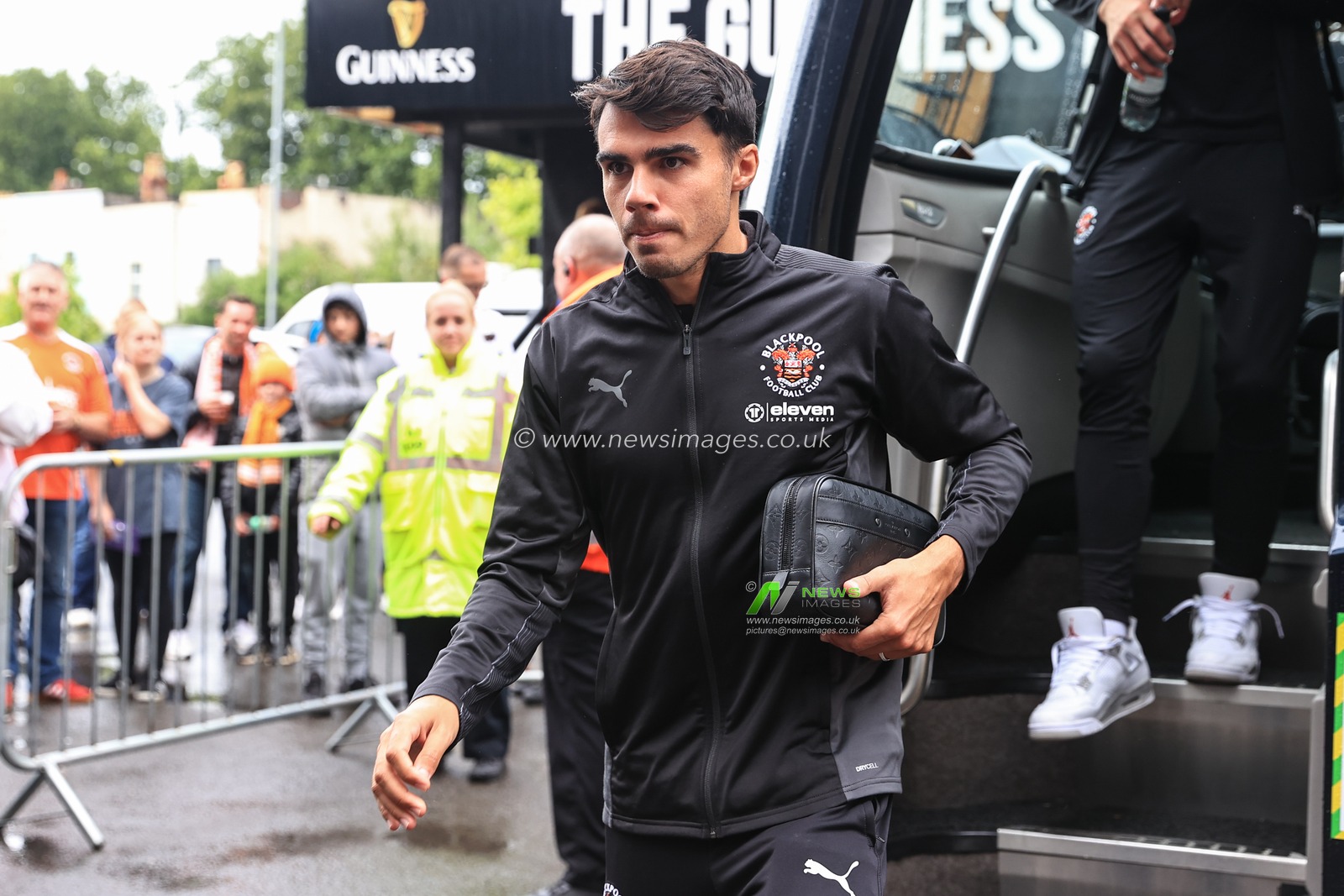 Reece James #5 of Blackpool arrives at Ashton Gate