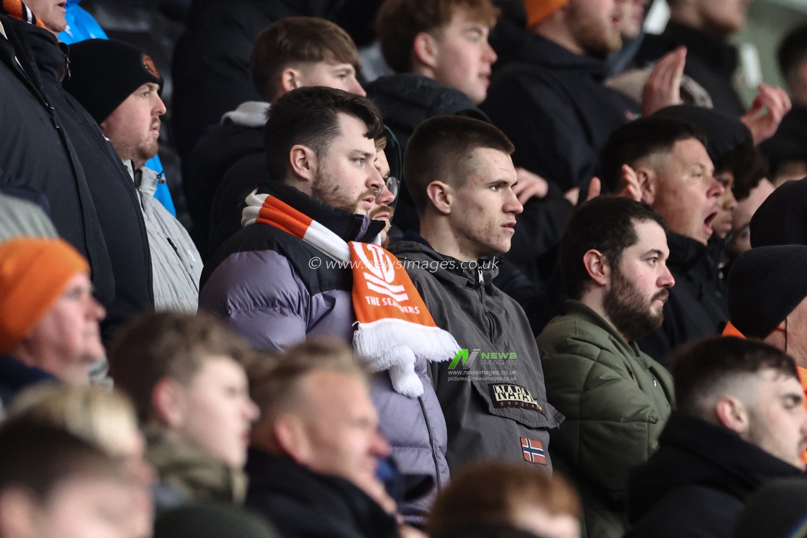 Blackpool fans and flags during the Sky Bet League 1 match Blackpool vs Bolton Wanderers at Bloomfield Road, Blackpool, United Kingdom, 29th March 2025

(Photo by Mark Cosgrove/News Images)