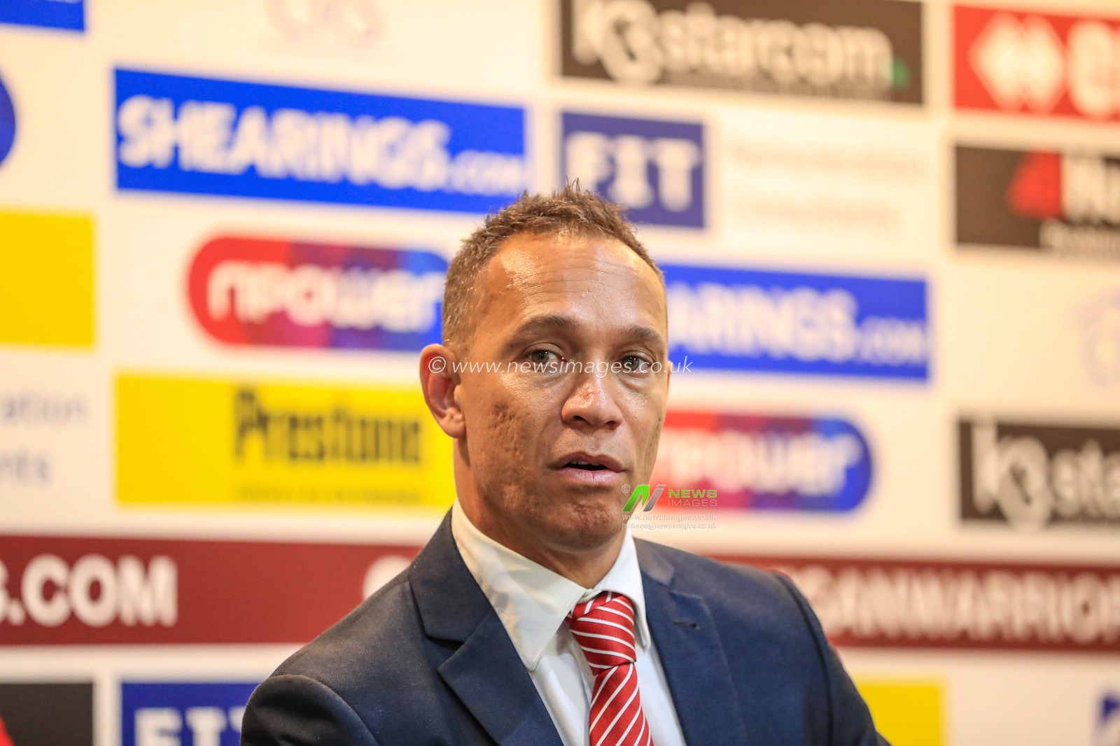 20th September 2019 , DW Stadium, Wigan, England;  Betfred Super League, Round Playoffs, Wigan Warriors vs Salford Red Devils ; Adrian Lam head coach of Wigan Warriors speaks to the press after Wigan win 18-12


Credit: Mark Cosgrove/News Images