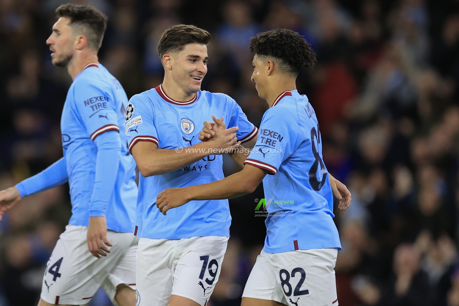 Julian Alvarez #19 of Manchester City celebrates scoring to make it 2-1 during the UEFA Champions League match Manchester City vs Sevilla at Etihad Stadium, Manchester, United Kingdom, 2nd November 2022

(Photo by Conor Molloy/News Images)