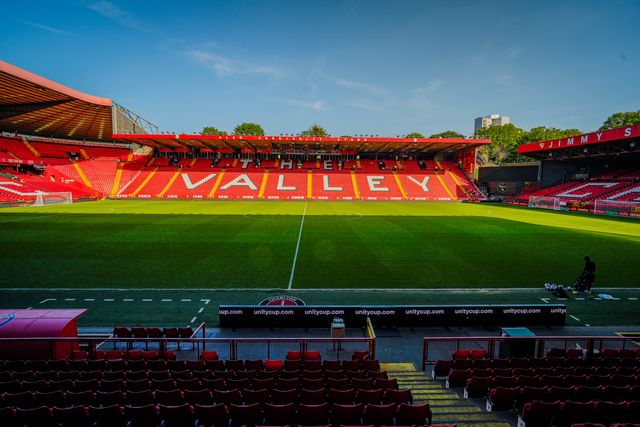 A general view of the pitch and stands during the Nigeria vs Zimbabwe Unity Cup 2026 semi-final match at The Valley in Charlton, London, England on Tuesday, May 26, 2026.
