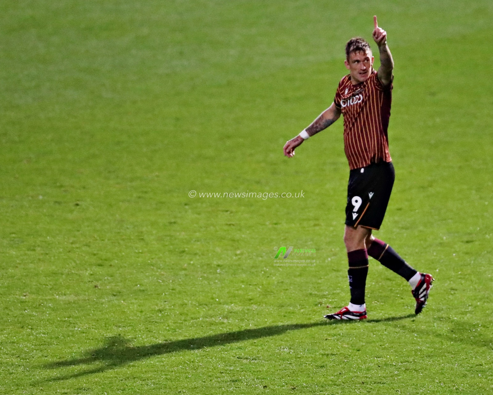 Andy Cook of Bradford City celebrates his first goal during The Vertu Trophy match Bradford City vs Grimsby Town at University of Bradford Stadium, Bradford, United Kingdom, 2nd September 2025(Photo by Sam Eaden/News Images)