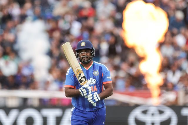 Sanju Samson of India leaves the field of play after being dismissed during the First Vitality T20 International match England vs India at Banks Homes Riverside Stadium, Chester-le-street, United Kingdom on 01 July 2026

(Photo by Mark Cosgrove/News Images)
