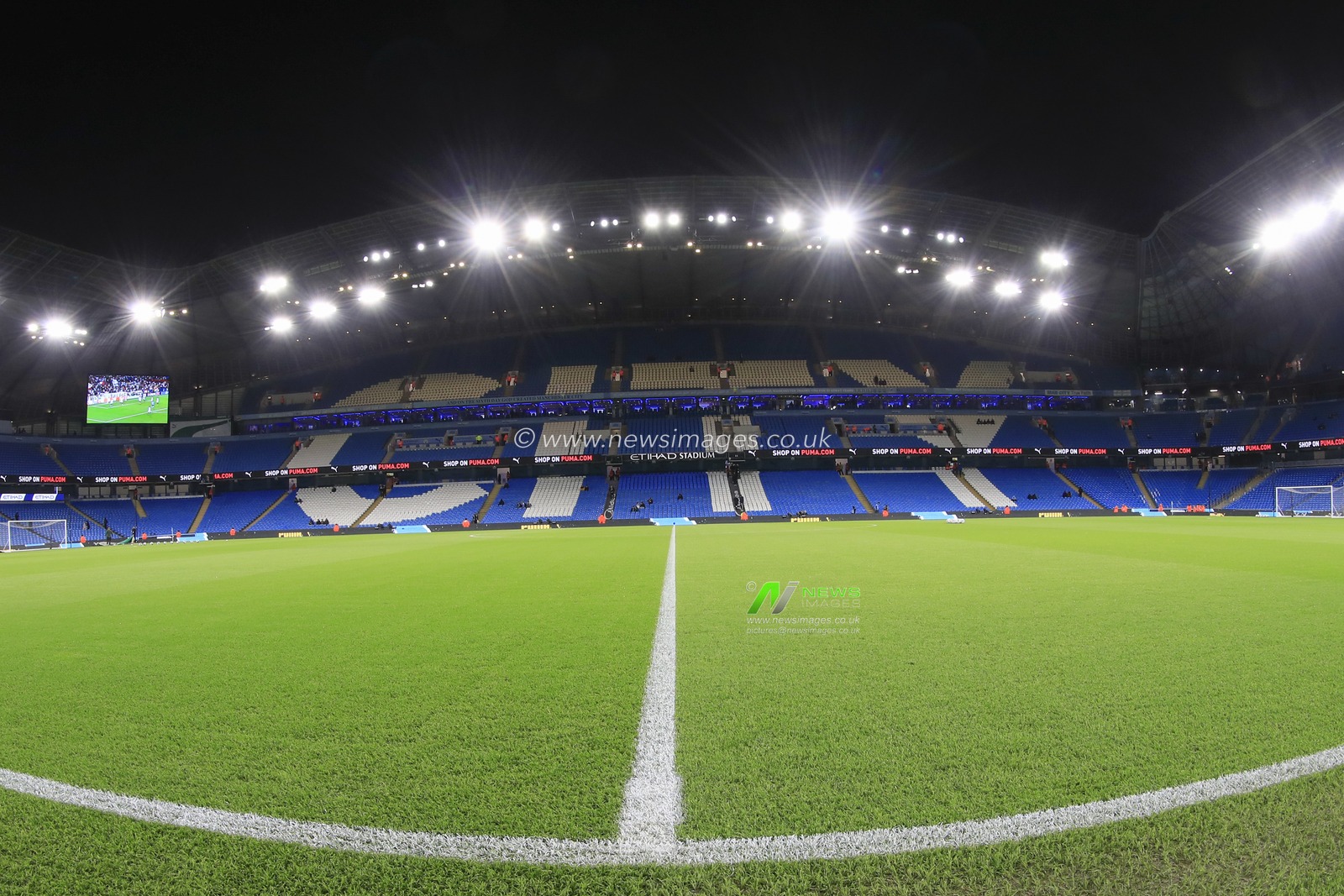 Interior view of the Etihad Stadium ahead of the Carabao Cup Third Round match Manchester City vs Chelsea at Etihad Stadium, Manchester, United Kingdom, 9th November 2022

(Photo by Conor Molloy/News Images)