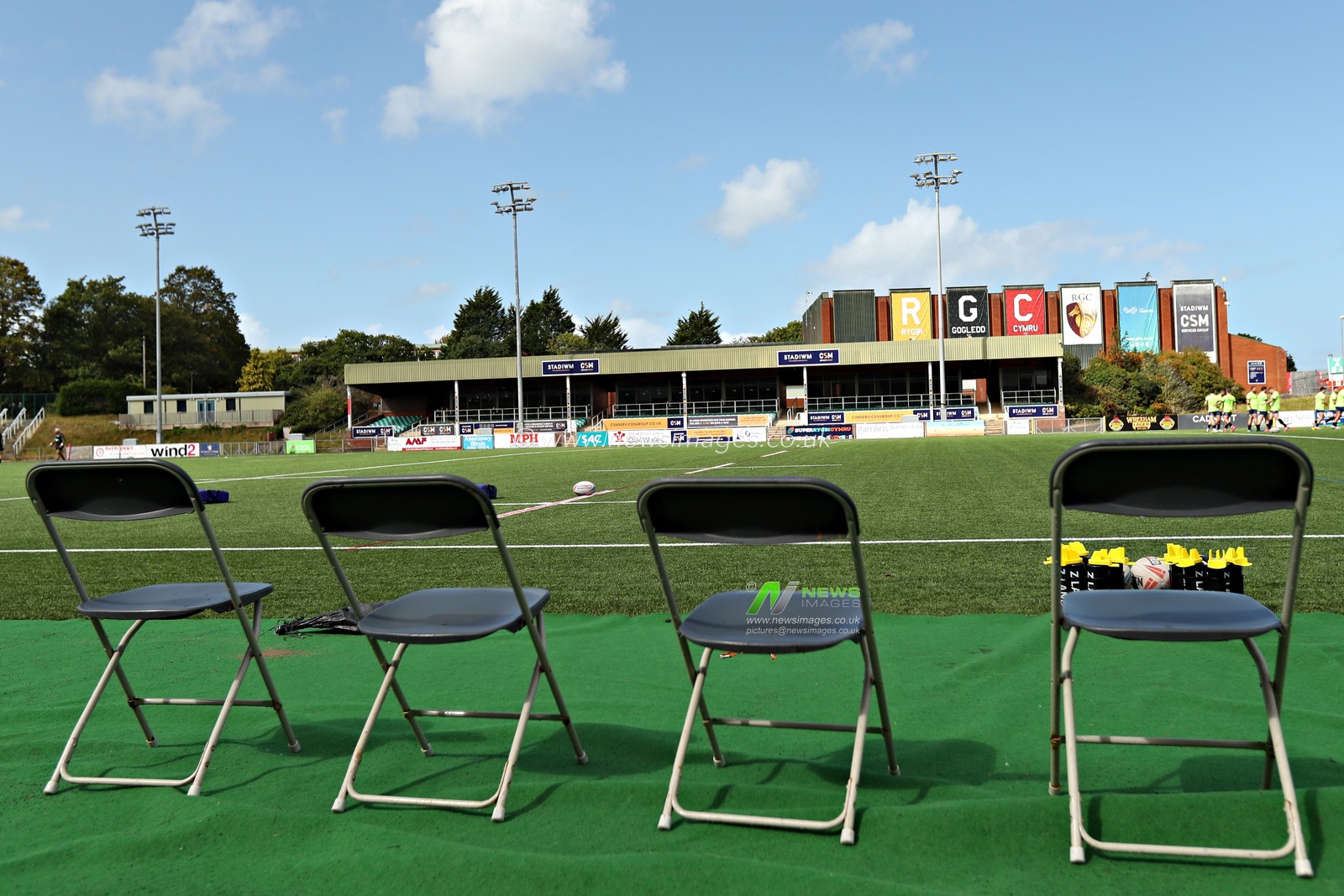 A general view of Stadiwm CSM before the Betfred League 1 match North Wales Crusaders vs Keighley Cougars at Stadiwm CSM, Colwyn Bay, United Kingdom, 31st August 2025(Photo by Sam Eaden/News Images)