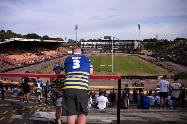 General view inside the stadium prior to the Betfred Super League round 22 match Bradford Bulls vs Warrington Wolves at Odsal Stadium, Bradford, United Kingdom on 08 August 2026

(Photo by Ben Roberts/News Images)
