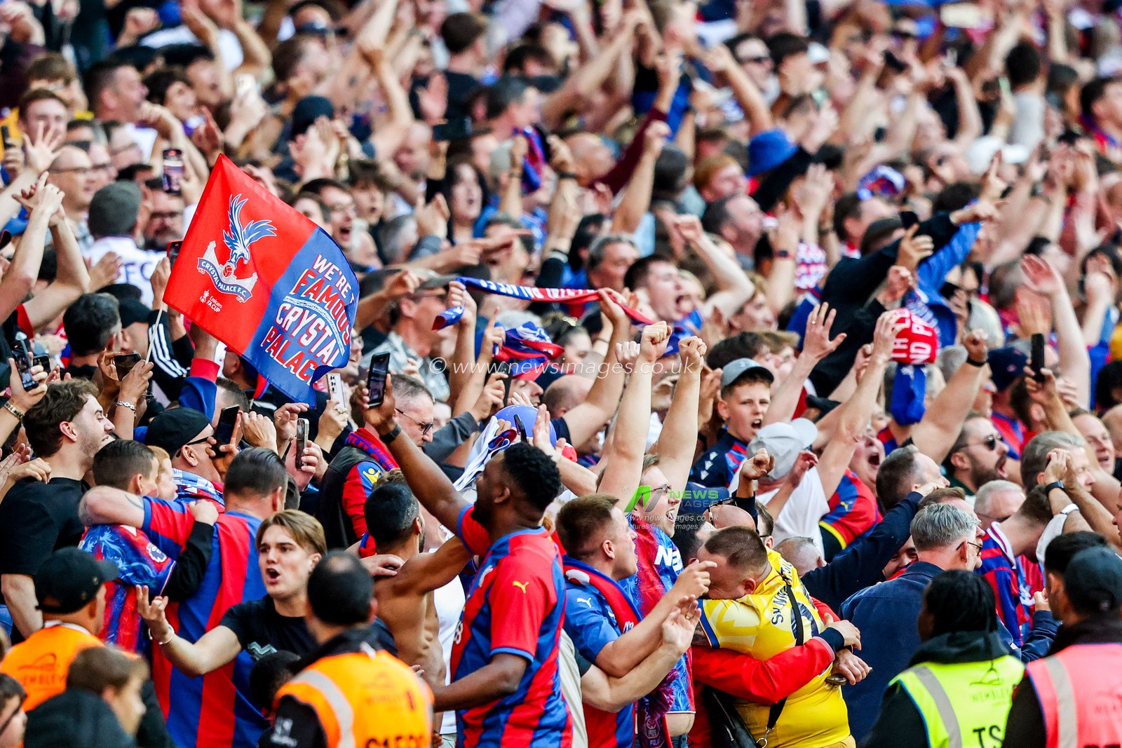 Crystal Palace fans celebrate after the teams victory following the Emirates FA Cup Final match Crystal Palace vs Manchester City at Wembley Stadium, London, United Kingdom, 17th May 2025

(Photo by Alfie Cosgrove/News Images)