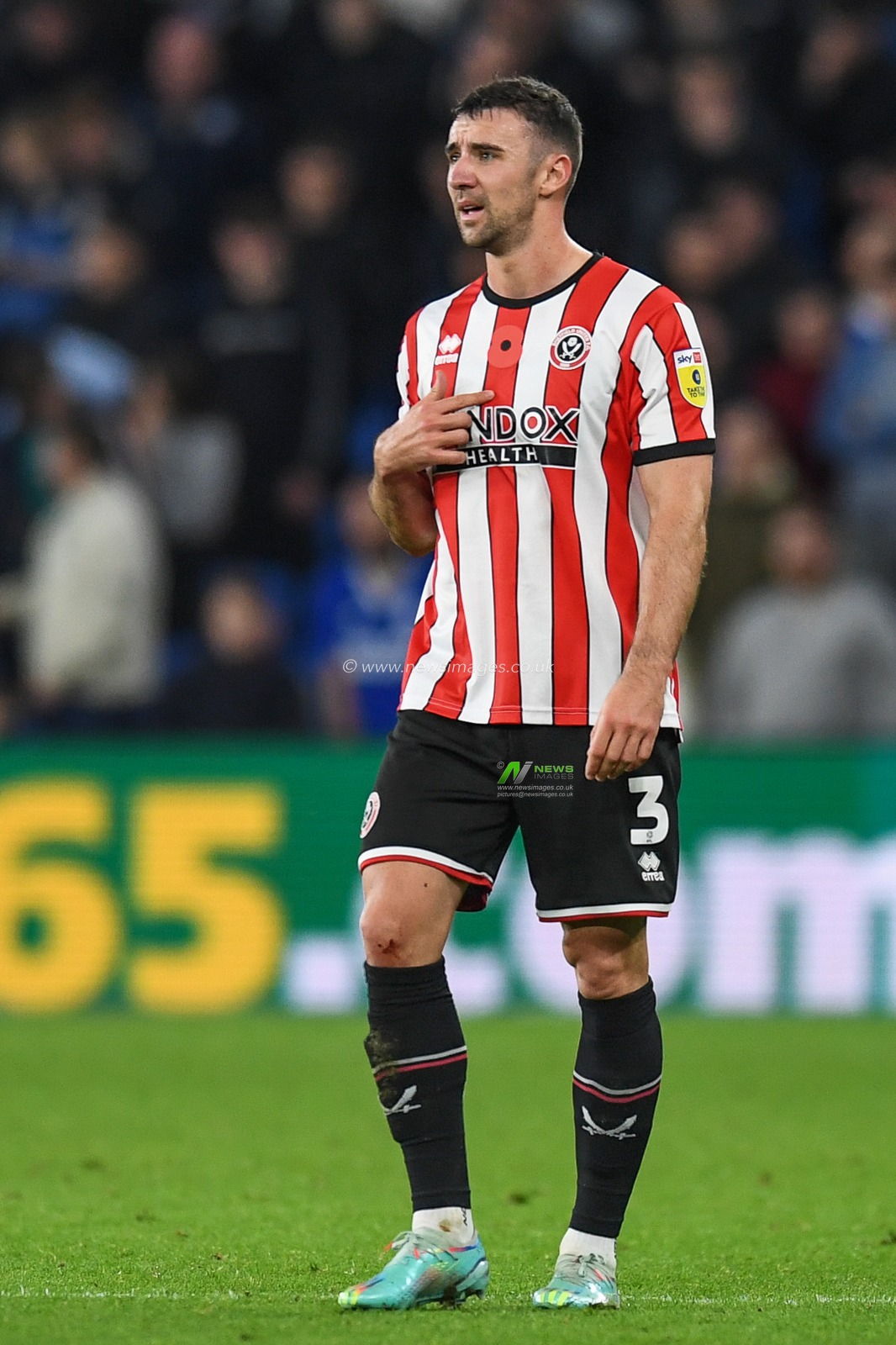 Enda Stevens #3 of Sheffield United during the Sky Bet Championship match Cardiff City vs Sheffield United at Cardiff City Stadium, Cardiff, United Kingdom, 12th November 2022

(Photo by Mike Jones/News Images)