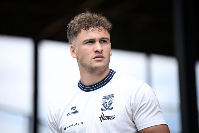 Cai Taylor-Wray of Warrington Wolves looks on prior to the Betfred Super League round 21 match Castleford Tigers vs Warrington Wolves at OneBore Stadium, Castleford, Untied Kingdom on 01 August 2026

(Photo by Ben Roberts/News Images)
