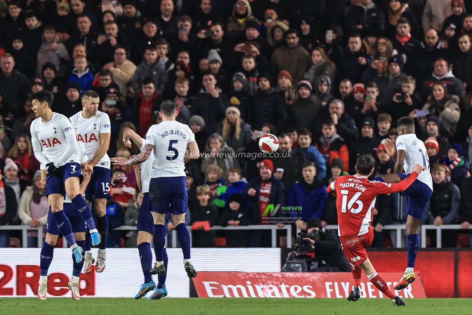 Jonathan Howson #16 of Middlesbroughâ€™s shot from a set piece goes over the bar