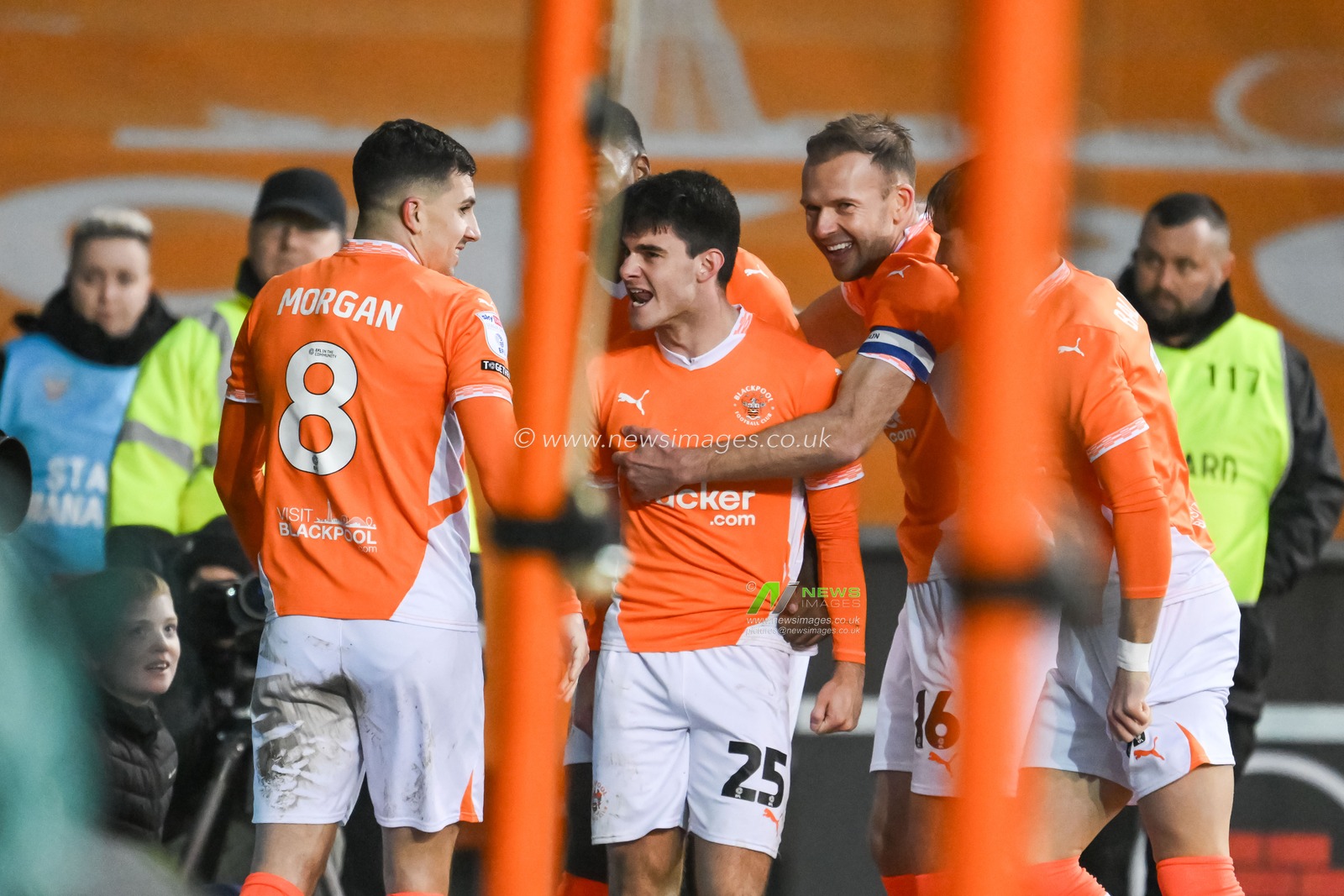 Rob Apter of Blackpool celebrates his goal to make it 1-0 during the Sky Bet League 1 match Blackpool vs Shrewsbury Town at Bloomfield Road, Blackpool, United Kingdom, 1st January 2025

(Photo by Craig Thomas/News Images)