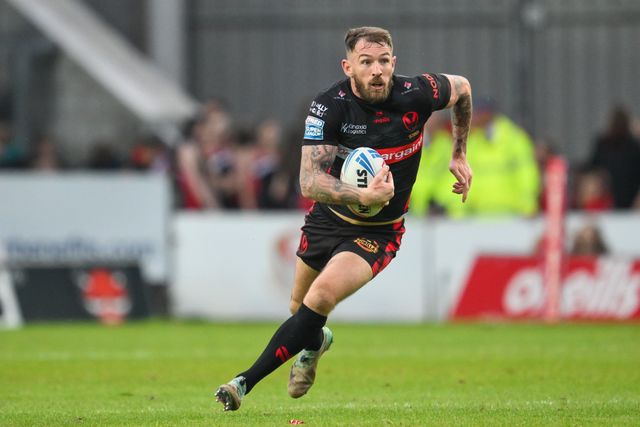 Daryl Clark of St. Helens makes a break during the Betfred Super League Round 13 match St Helens vs Catalans Dragons at Totally Wicked Stadium, St Helens, United Kingdom, 31st May 2024

(Photo by Craig Thomas/News Images)