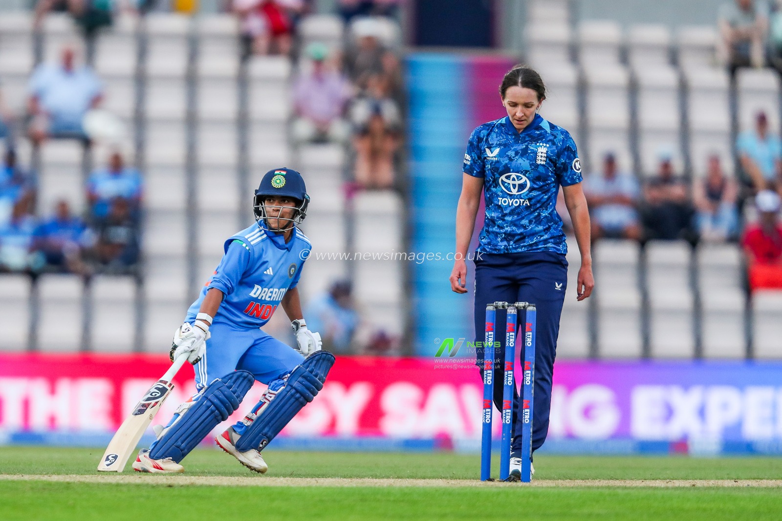 Amanjot Kaur of India in action during the 1st Metro Bank One Day International match England Women vs India Women at The Utilita Bowl, Southampton, United Kingdom, 16th July 2025

(Photo by Izzy Poles/News Images)