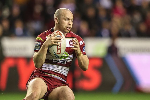 Liam Marshall of Wigan Warriors in action during the Betfred Super League Semi Final 1 match Wigan Warriors vs Leigh Leopards at The Brick Community Stadium, Wigan, United Kingdom, 3rd October 2025

(Photo by Alfie Cosgrove/News Images)