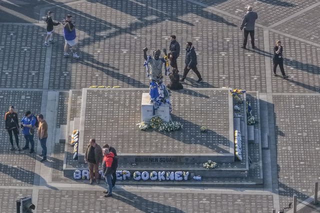 An aerial view of the Billy Bremner Statue during the Premier League match Leeds United vs Brentford at Elland Road, Leeds, United Kingdom on 21 March 2026

(Photo by Mark Cosgrove/News Images)