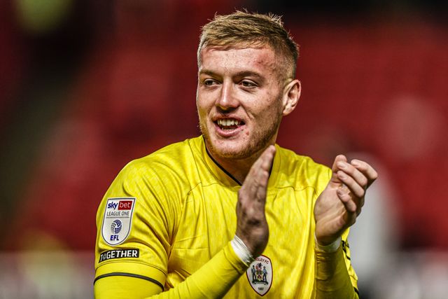 Barnsley goalkeeper Rogan Ravenhill applauds the fans after the game during the Sky Bet League One match Barnsley vs Blackpool at Oakwell, Barnsley, United Kingdom on 02 September 2026

(Photo by Alfie Cosgrove/News Images)