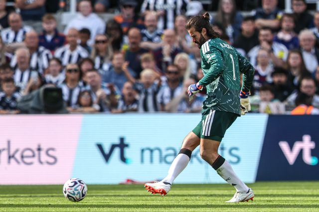 Liverpool goalkeeper Alisson Becker in action during the Premier League match Newcastle Untied vs Liverpool at St. James's Park, Newcastle, United Kingdom on 23 August 2026

(Photo by Alfie Cosgrove/News Images)
