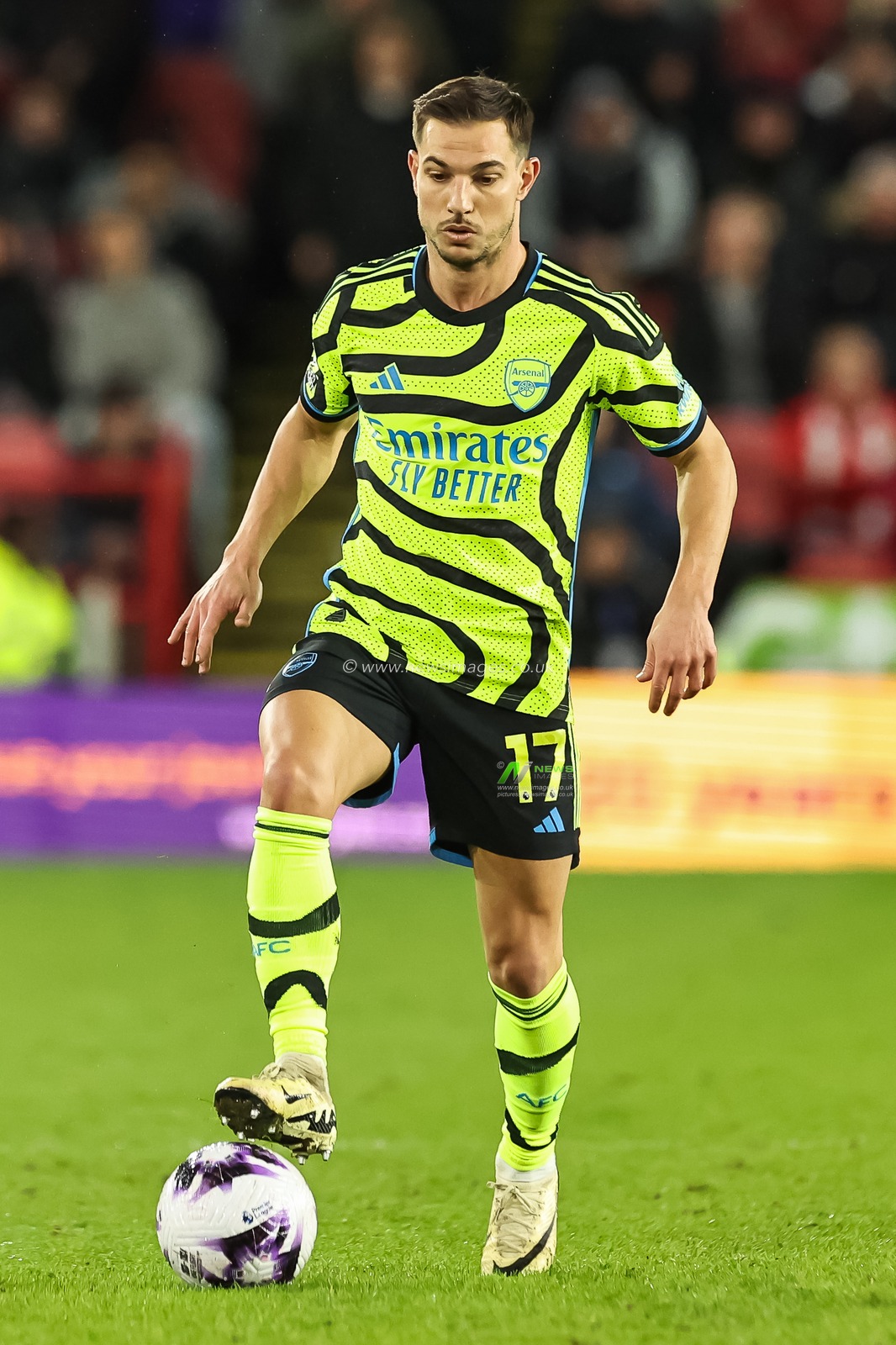 CÃ©dric Soares of Arsenal in action during the Premier League match Sheffield United vs Arsenal at Bramall Lane, Sheffield, United Kingdom, 4th March 2024

(Photo by Mark Cosgrove/News Images)