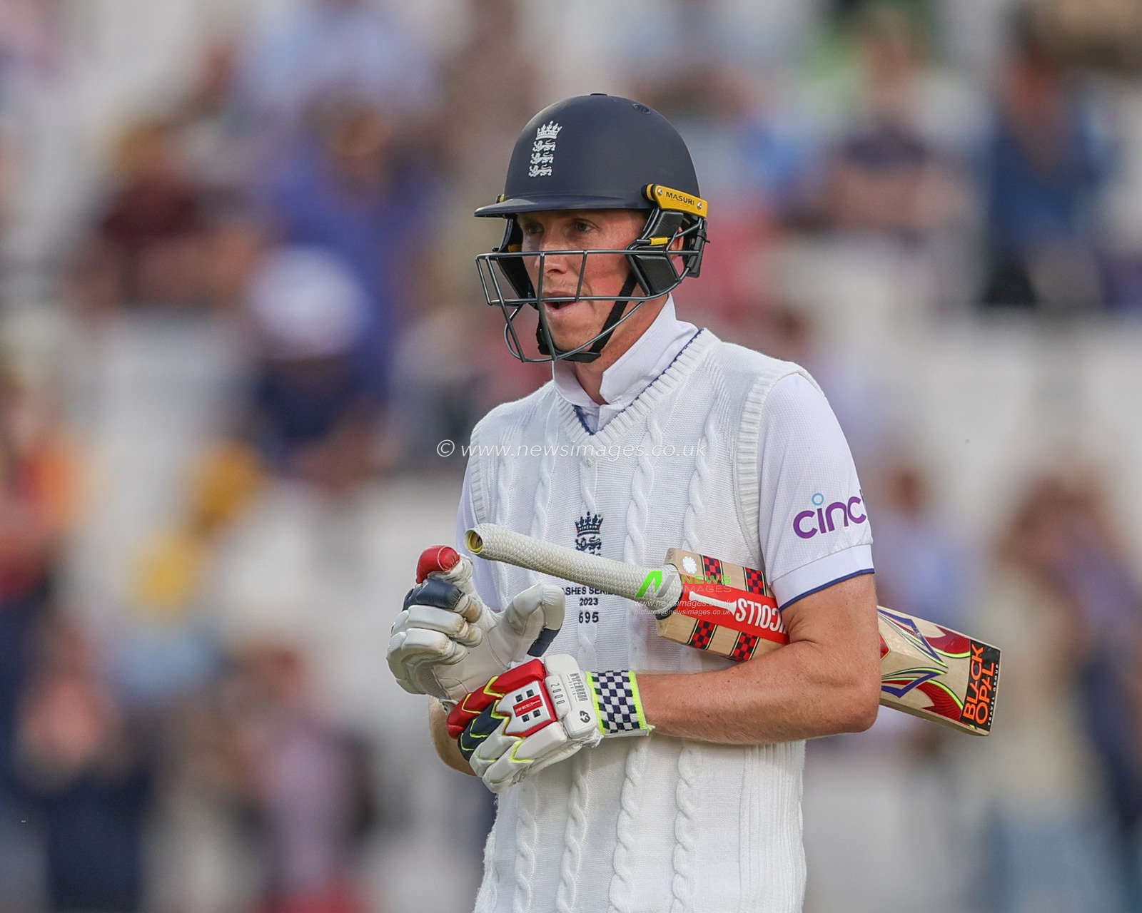 Zak Crawley of England leaves the field of play at the end of day 3 during the LV= Insurance Ashes Third Test Series Day 3 England v Australia at Headingley Stadium, Leeds, United Kingdom, 8th July 2023

(Photo by Mark Cosgrove/News Images)