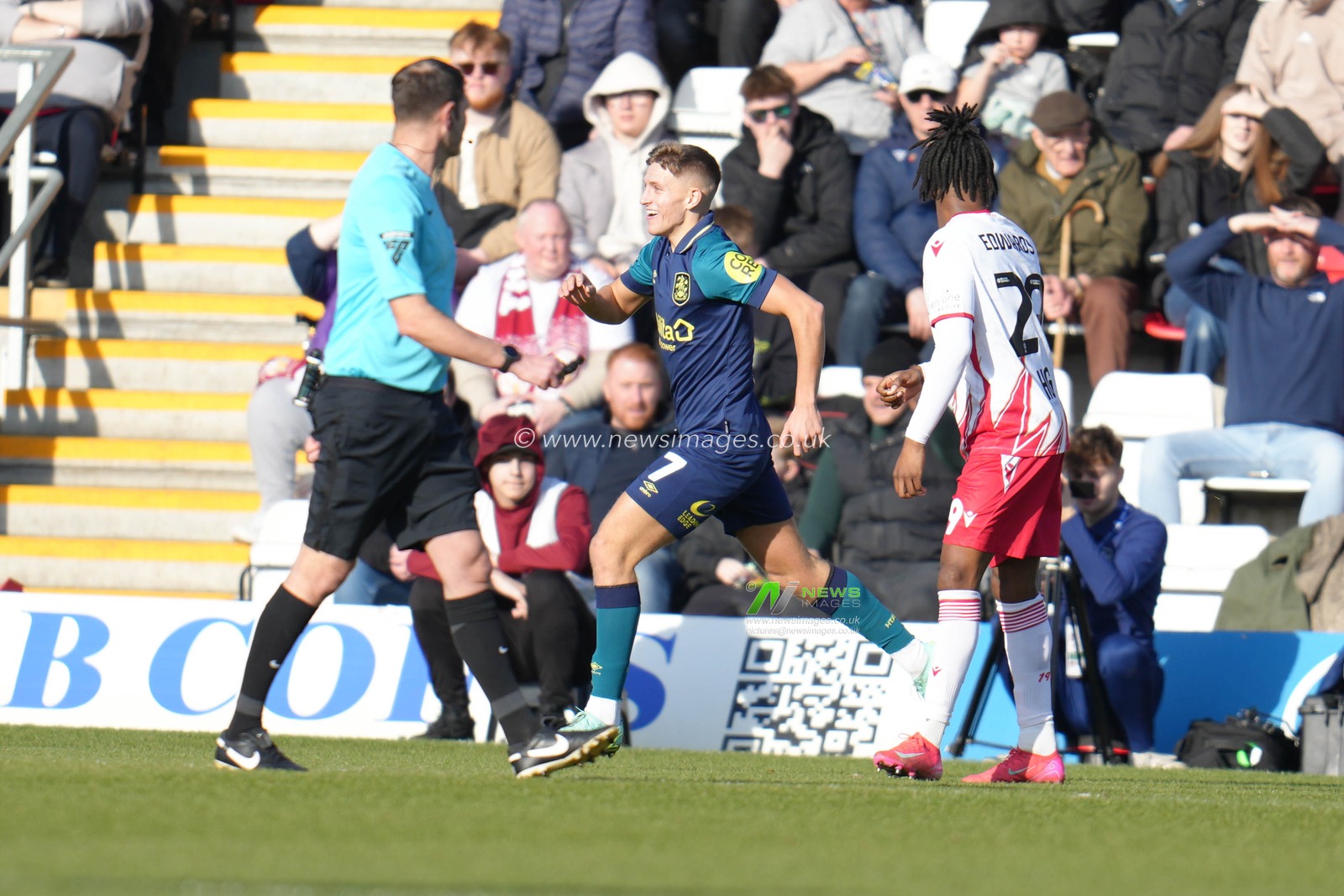 Callum Marshall of Huddersfield Town celebrates goal to make it 1-0 during the Sky Bet League 1 match Stevenage vs Huddersfield Town at Lamex Stadium, Stevenage, United Kingdom, 1st March 2025

(Photo by Harvey Murphy/News Images)