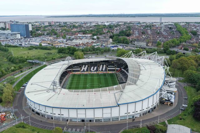 An aerial view of The MKM Stadium during the Sky Bet Championship Play-Offs Semi-Final first leg Hull City v Millwall at MKM Stadium, Hull, United Kingdom on 08 May 2026

(Photo by Mark Cosgrove/News Images)