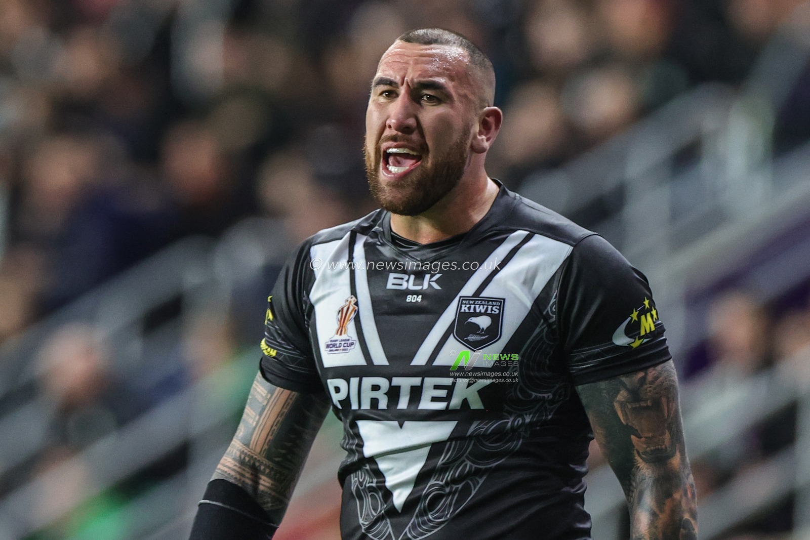 Nelson Asofa-Solomona of New Zealand during the Rugby League World Cup 2021 Group C match New Zealand vs Ireland at Headingley Stadium, Leeds, United Kingdom, 28th October 2022

(Photo by Mark Cosgrove/News Images)