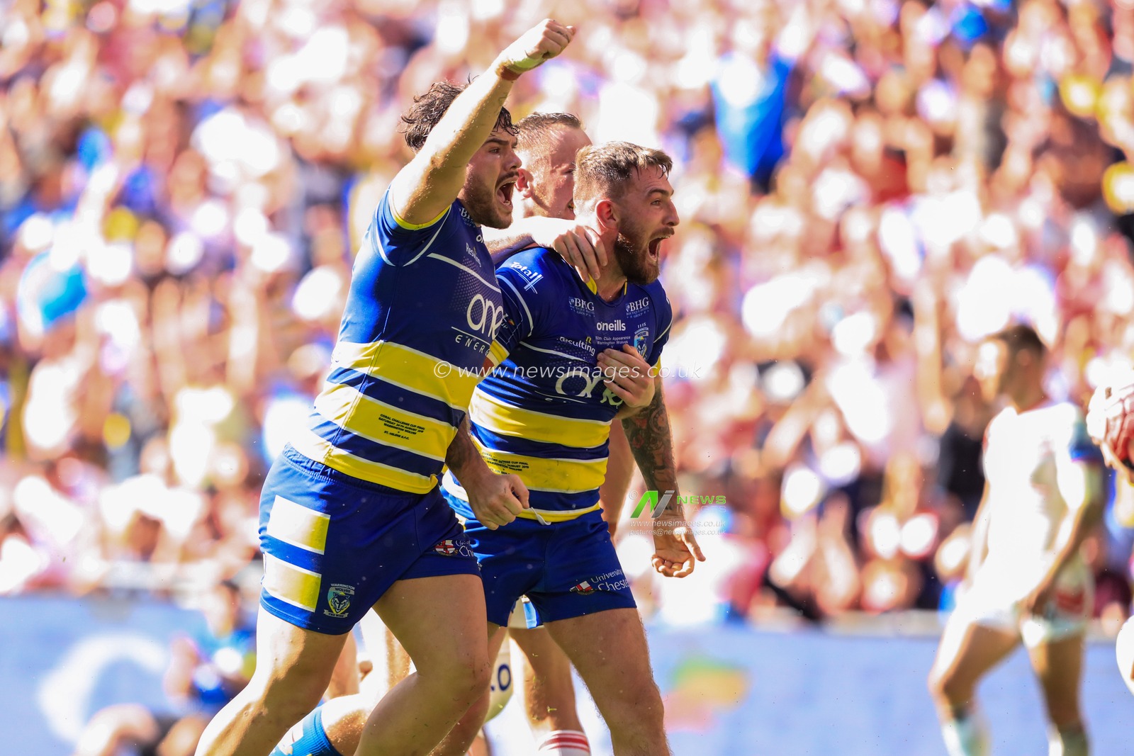 24th August 2019 , Wembley Stadium, London England ; 2019 Coral Challenge Cup Final ; St Helens vs Warrington Wolves ; Daryl Clark of Warrington Wolves celebrates his try 



Credit: Mark Cosgrove/News Images