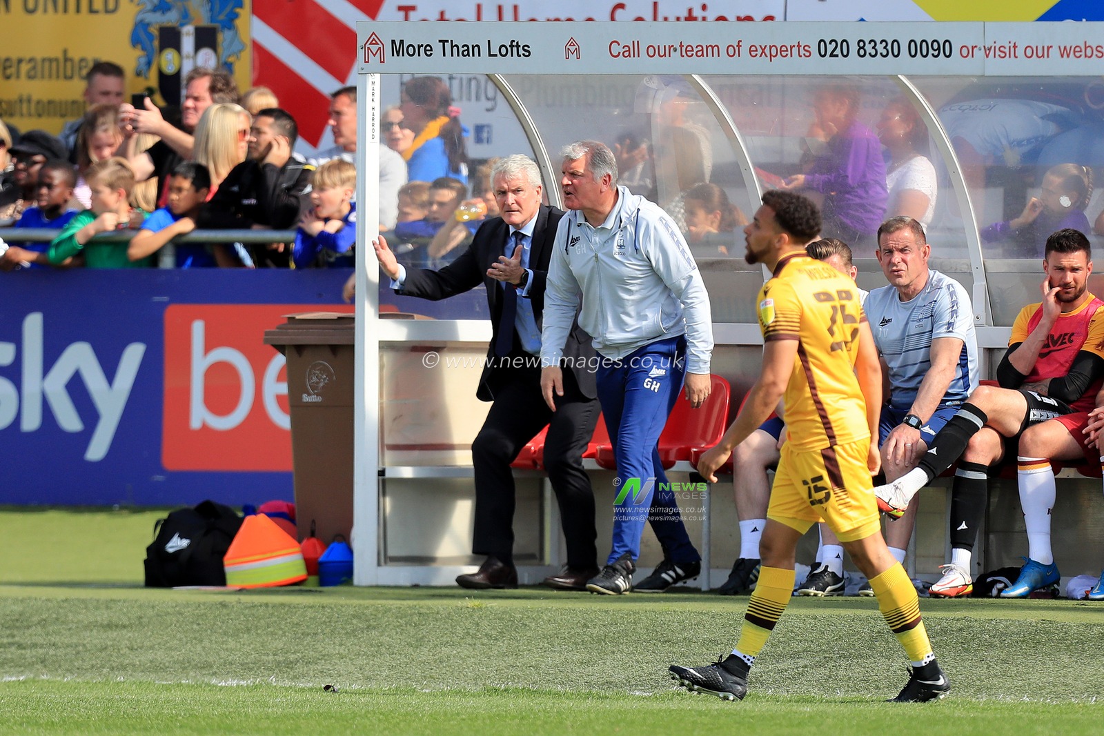 Mark Hughes manager of Bradford City appeals for a foul during the match.