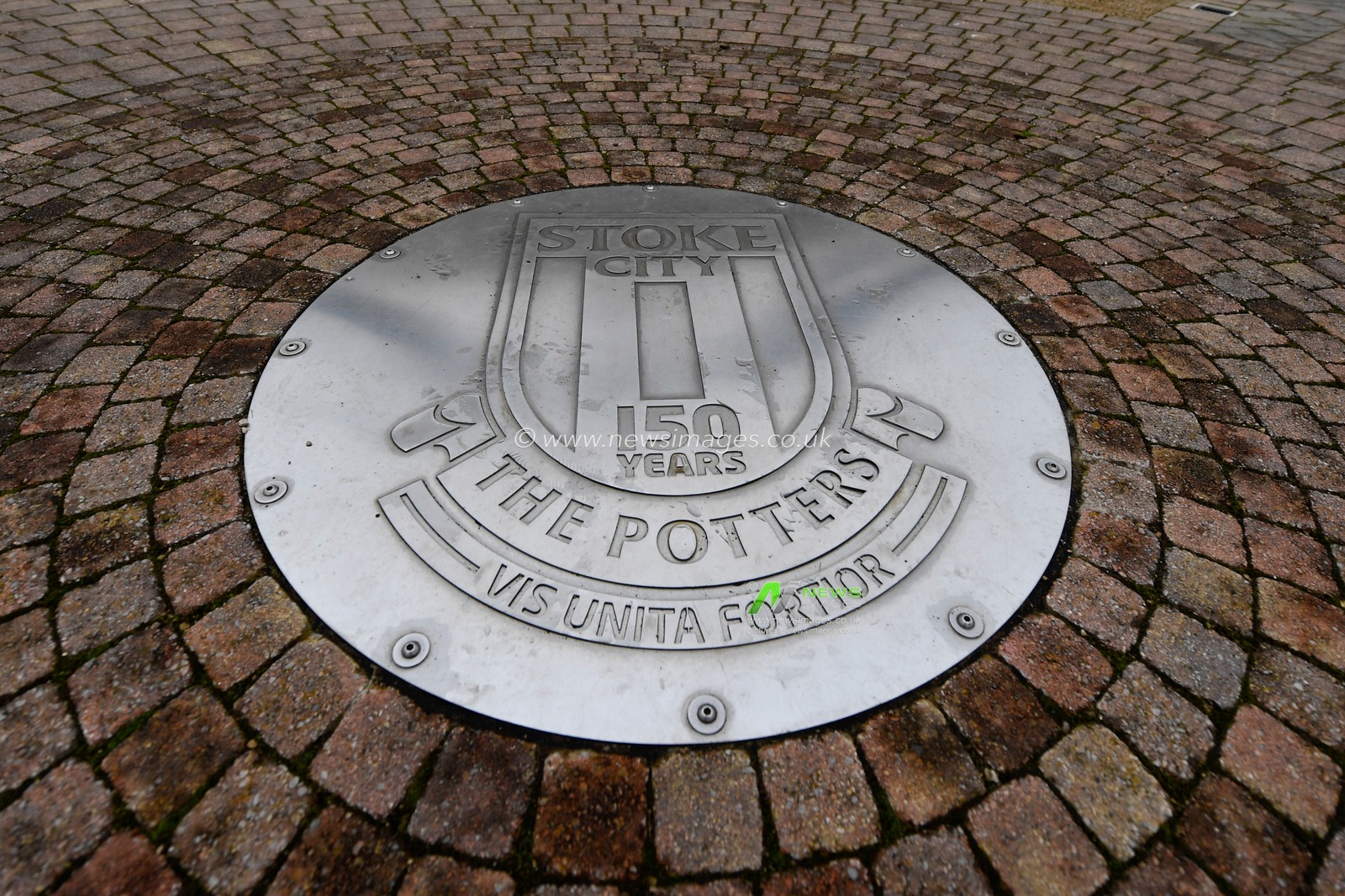 25th January 2020, Bet365 Stadium, Stoke-on-Trent, England; Sky Bet Championship, Stoke City v Swansea City : A metallic Stoke City crest