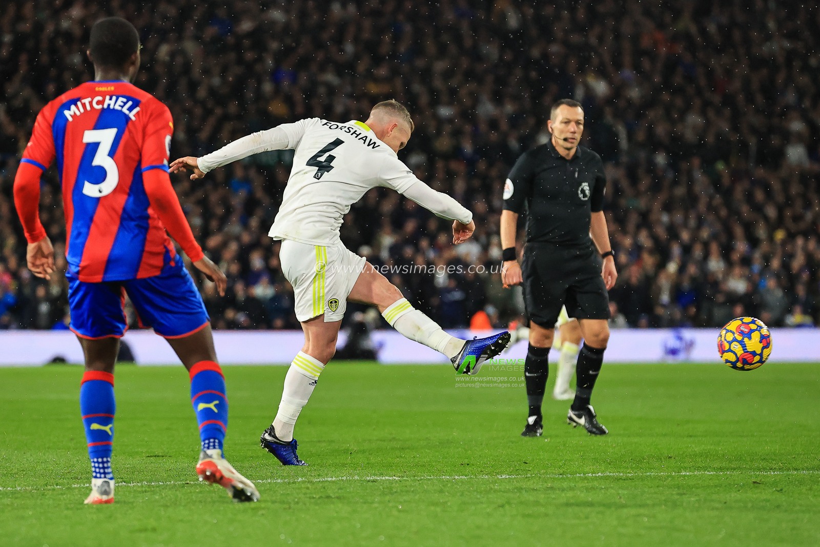 Adam Forshaw #4 of Leeds United shoots on goal but its saved