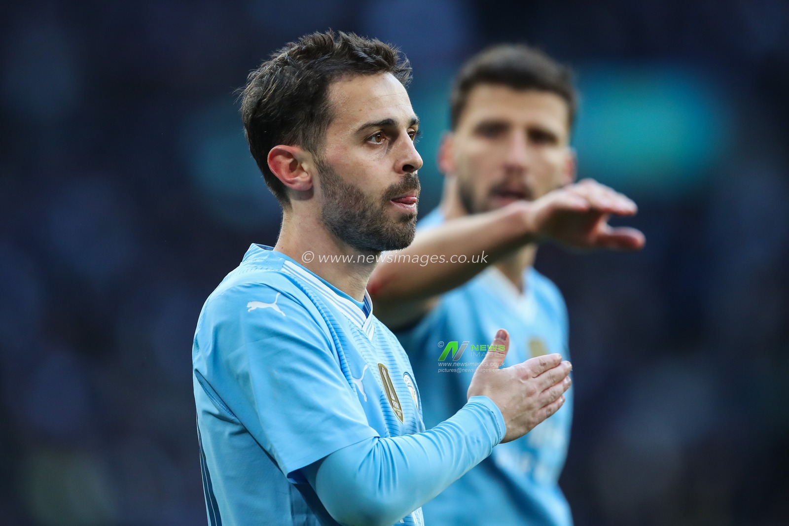 Bernardo Silva of Manchester City celebrates his goal to make it 1-0 during the Emirates FA Cup Semi-Final match Manchester City vs Chelsea at Wembley Stadium, London, United Kingdom, 20th April 2024

(Photo by Gareth Evans/News Images)