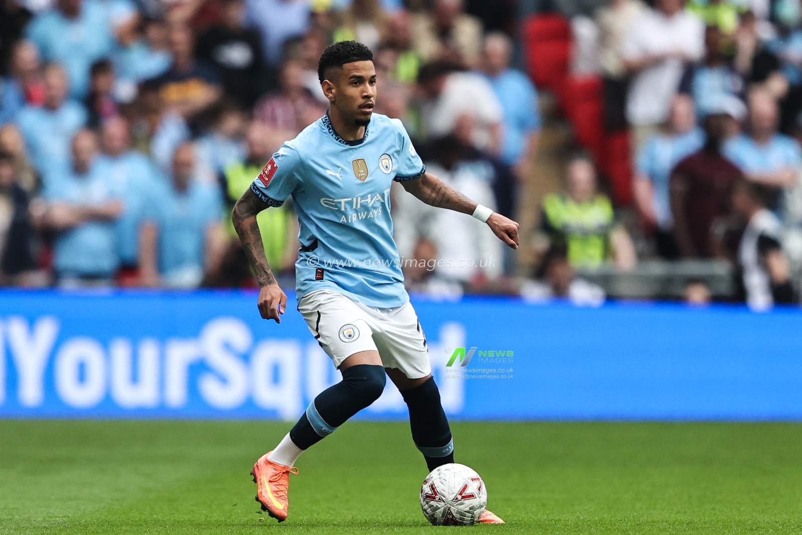 SÃ¡vio of Manchester City in action during the Emirates FA Cup Semi-Final match Nottingham Forest vs Manchester City at Wembley Stadium, London, United Kingdom, 26th April 2025

(Photo by Alfie Cosgrove/News Images)