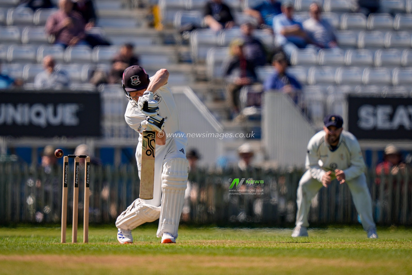 Australian opening batsman Cameron Bancroft of Gloucestershire plays and misses during the County Championship Division Two Derbyshire vs Gloucestershire at The Central Co-Op County Ground, Derby, United Kingdom on 24 April 2026

(Photo by Maynard Manyowa/News Images)