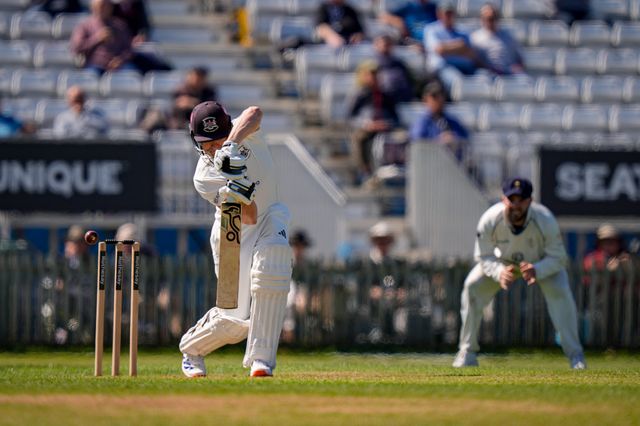 Australian opening batsman Cameron Bancroft of Gloucestershire plays and misses during the County Championship Division Two Derbyshire vs Gloucestershire at The Central Co-Op County Ground, Derby, United Kingdom on 24 April 2026

(Photo by Maynard Manyowa/News Images)