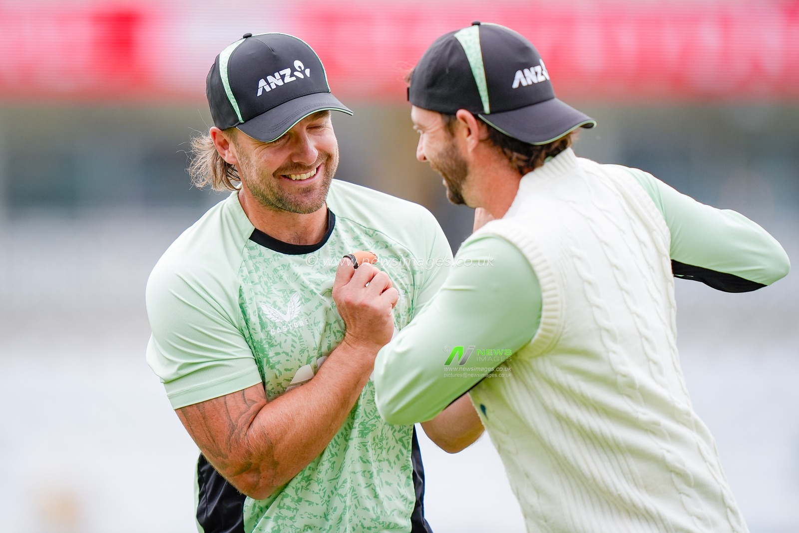 Tom Blundell of New Zealand and Devon Conway of New Zealand in the pre-game warm up session during the 3rd Rothesay Test Match Day 5 match England vs New Zealand at Trent Bridge, Nottingham, United Kingdom on 29 June 2026

(Photo by Maynard Manyowa/News Images)