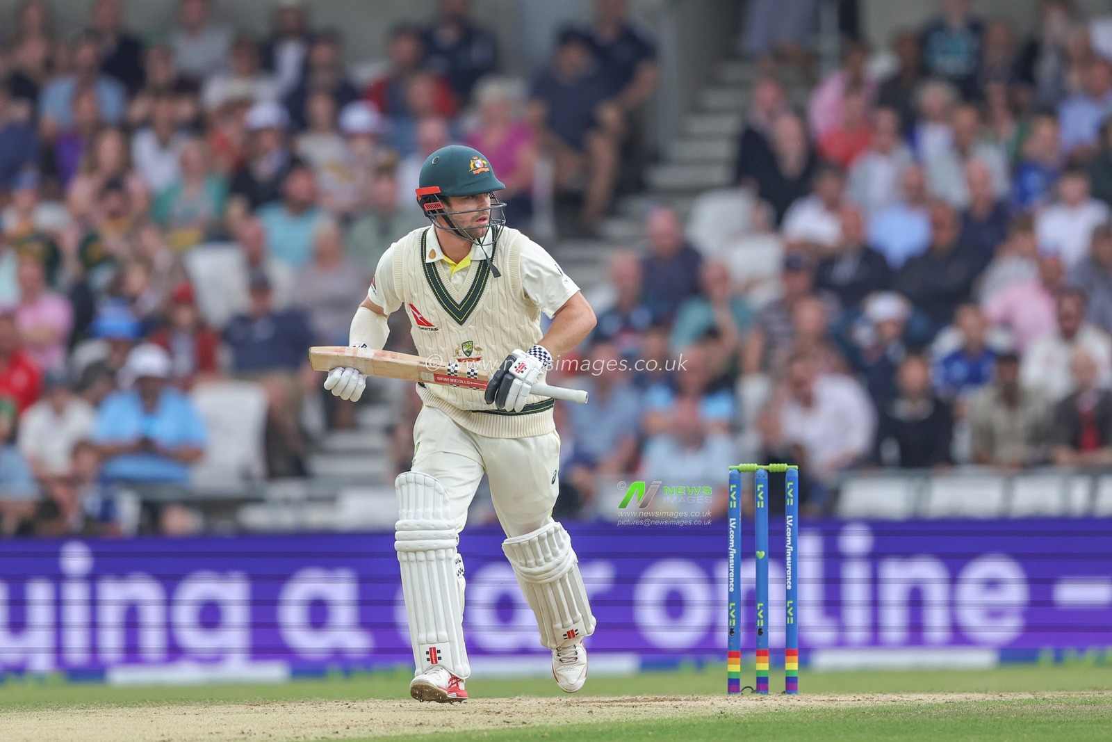 Travis Head of Australia makes one run during the LV= Insurance Ashes Third Test Series Day 3 England v Australia at Headingley Stadium, Leeds, United Kingdom, 8th July 2023

(Photo by Mark Cosgrove/News Images)