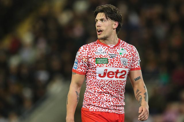 Owen Trout of Leigh Leopards during the Betfred Super League Round 6 match Leigh Leopards vs Wakefield Trinity at Leigh Sports Village, Leigh, United Kingdom, 28th March 2025

(Photo by Gareth Evans/News Images)