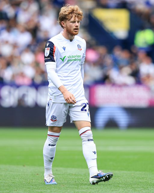 Luca Stephenson of Bolton Wanderers during the Sky Bet Championship match Bolton Wanderers vs Preston North End at Toughsheet Community Stadium, Bolton, United Kingdom on 15 August 2026

(Photo by Jorge Horsted/News Images)