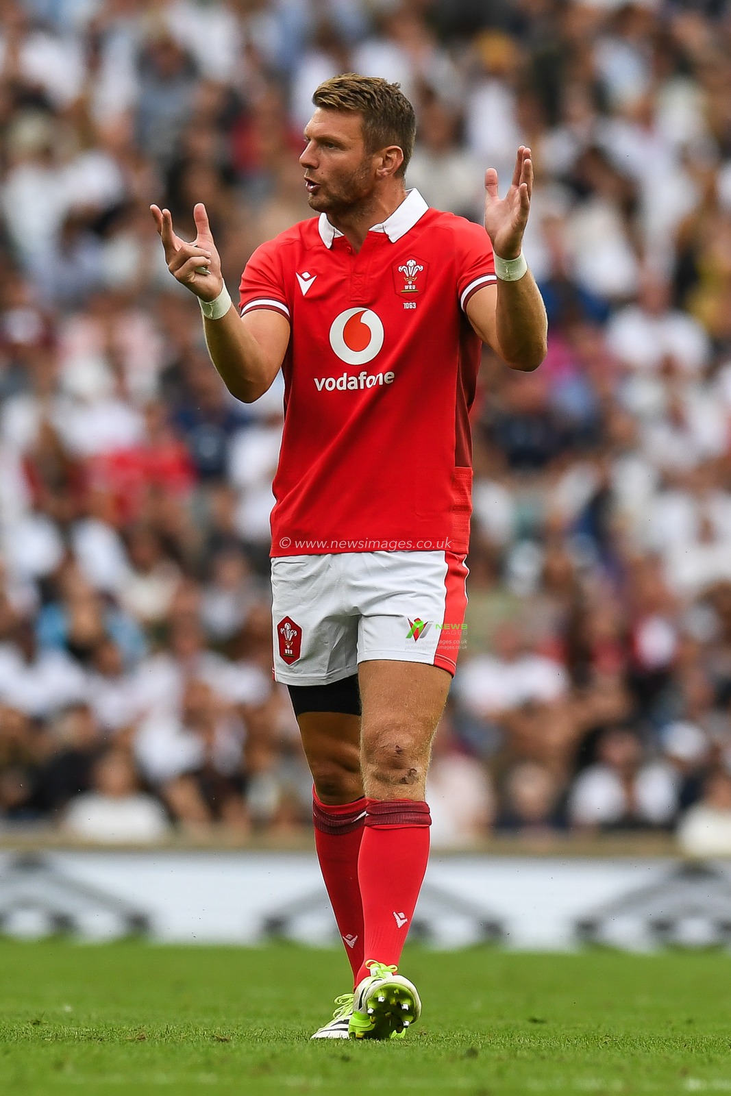 Dan Biggar of Wales gives his team instructions during the 2023 Summer Series match England vs Wales at Twickenham Stadium, Twickenham, United Kingdom, 12th August 2023

(Photo by Mike Jones/News Images)